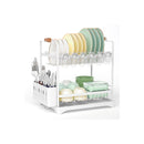 2 Tier Large Dish Drying Rack With Drainboard White