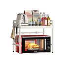 2 Tier Microwave Oven Rack With Adjustable Metal Kitchen Shelf Stand