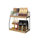 2 Tier Wooden Coffee Station Rack Organiser