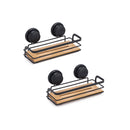 2 Pack Rectangular Bamboo Corner Shower Caddy Shelf Basket Rack