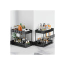 2 Pack Under Sink Organiser With Pull Out Basket And Hooks