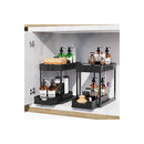 2 Pack Under Sink Organiser With Pull Out Basket And Hooks