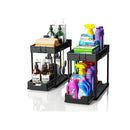 2 Pack Under Sink Organiser With Pull Out Basket And Hooks