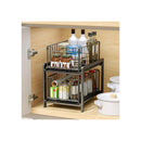 2 Tier Sliding Cabinet Organiser Drawer Storage Rack