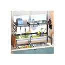 Adjustable Over the Sink Dish Drying Rack with Utensil Holder