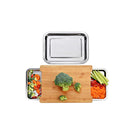 Chopping Board With 2 Organiser Stainless Steel Trays Containers