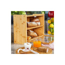 Double Layer Bamboo Bread Box For Kitchen Counter