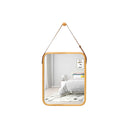 Hanging Wall Mirror Bamboo Frame Adjustable Leather Strap 40Cmx33Cm