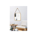 Hanging Wall Mirror Bamboo Frame Adjustable Leather Strap 40Cmx33Cm