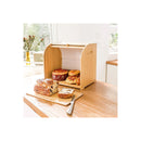 Large Bamboo Bread Box Storage Organiser With Roll Top