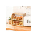 Large Bamboo Bread Box Storage Organiser With Roll Top
