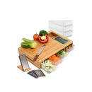 Large Bamboo Cutting Board And 4 Containers With Mobile Holder