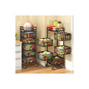 Metal 5 Tier Rolling Vegetable And Fruit Basket Cart Stand