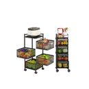 Metal 5 Tier Rolling Vegetable And Fruit Basket Cart Stand