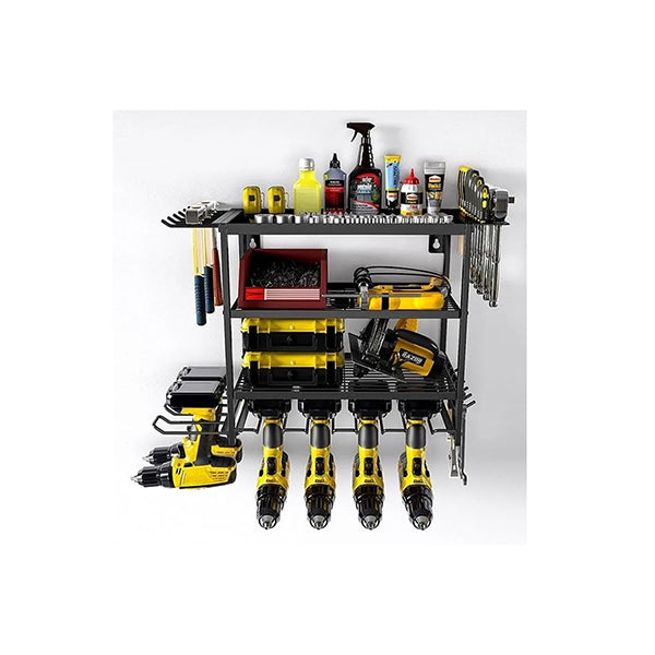 Power Tool Rack Organiser Wall Mount With Drill Holder Wrench Hooks ...
