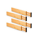 4 Pack Bamboo Adjustable Kitchen Drawer Dividers 44Cm To 55Cm
