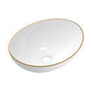 Bathroom Basin Ceramic Vanity Sink Hand Wash Bowl Gold Line 41X34Cm