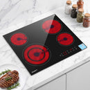 Ceramic Cooktop 5 Cooking Zone 4 Electric Hobs Touch Control 7600W Black