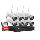 Wireless CCTV Security System 8CH NVR 3MP 8 Square Cameras 1TB