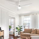 52'' Ceiling Fan DC Motor LED Light Remote Control - White
