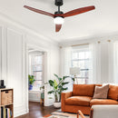 52'' Ceiling Fan AC Motor 3 Blades with Light - Dark Wood