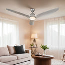 64 Inch Ceiling Fan DC Motor with Light with Remote - Silver