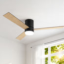 52'' Ceiling Fan 3 Blades Double-sided DC Motor w/Light w/Remote Light Wood and bLack