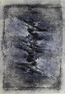 Velvet Bloom Blue Grey Abstract Bordered Rug