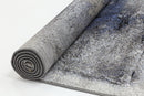 Velvet Bloom Blue Grey Abstract Bordered Rug