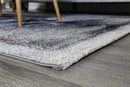 Velvet Bloom Blue Grey Abstract Bordered Rug