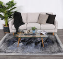 Velvet Bloom Blue Grey Abstract Bordered Rug