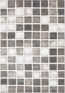 Celeste Brook Grey Beige Patchwork Plush Rug