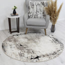 Cinder Brook Grey Beige Plush Round Rug