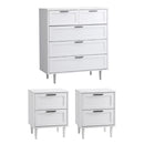 5 Chest of Drawers and 2 Bedside Tables Bedroom Set White