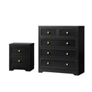 5 Drawers and Bedside Table Hamptons Furniture Set Black