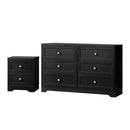 6 Drawers and Bedside Table Hamptons Furniture Set Black