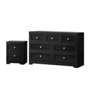 7 Chest of Drawers and Bedside Table Hamptons Black