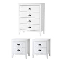 4 Chest of Drawers and 2 Bedside Tables Vintage Bedroom Set White