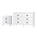 6 Chest of Drawers and Bedside Table Vintage Bedroom Set White