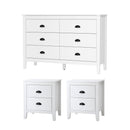 6 Chest of Drawers and 2 Bedside Tables Vintage Bedroom Set White
