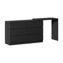 6 Chest of Drawers Dresser with Side Table Black
