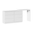 6 Chest of Drawers Dresser with Side Table White