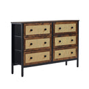 6 Chest of Drawers Rattan Fabric Dresser Tallboy