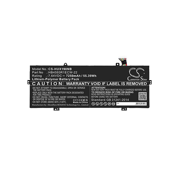 Cameron Sino Cs Hux190Nb 7250Mah Battery For Huawei Notebook Laptop