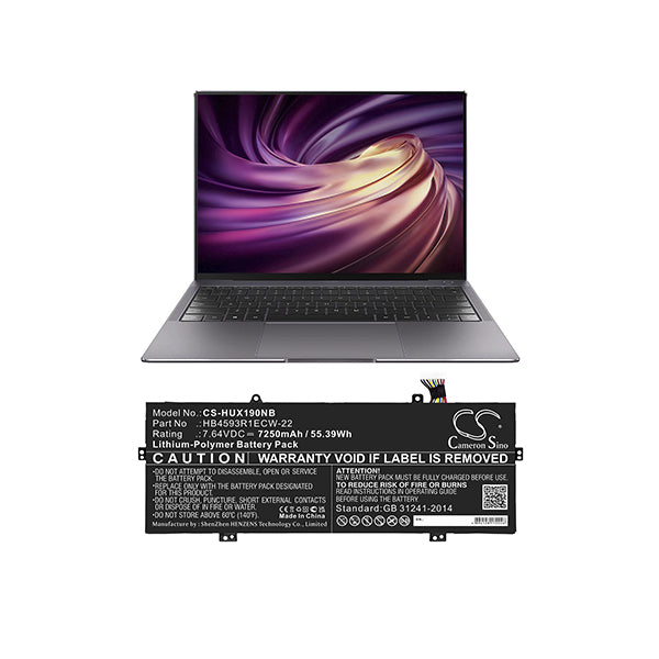 Cameron Sino Cs Hux190Nb 7250Mah Battery For Huawei Notebook Laptop