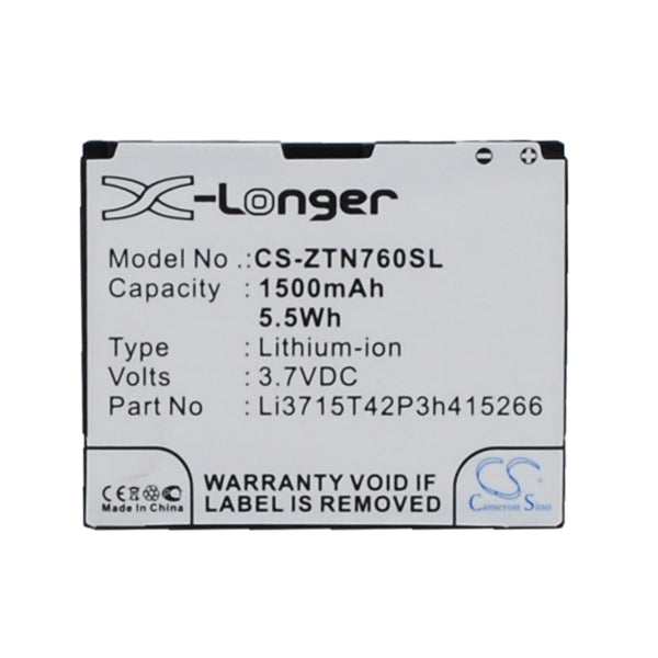Cameron Sino Cs Ztn760Sl 1500Mah Battery For Telenor Mobile Smartphone