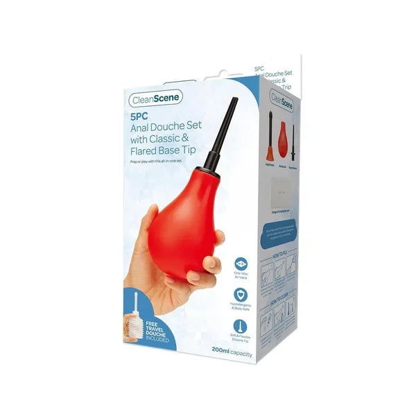Xgen Products Cleanscene 5 Piece Anal Douche Set With Classic And Flared Tips