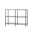 Console Table Tempered Glass 3 Shelves Black