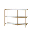 Console Table Tempered Glass 3 Shelves Gold