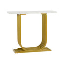 Console Table Marble Effect Tabletop White & Gold